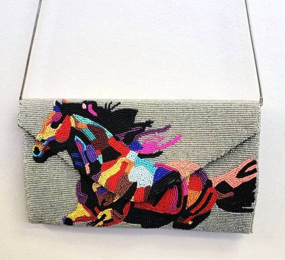 NEW RICKI DESIGNS women's beaded bag in flying horse